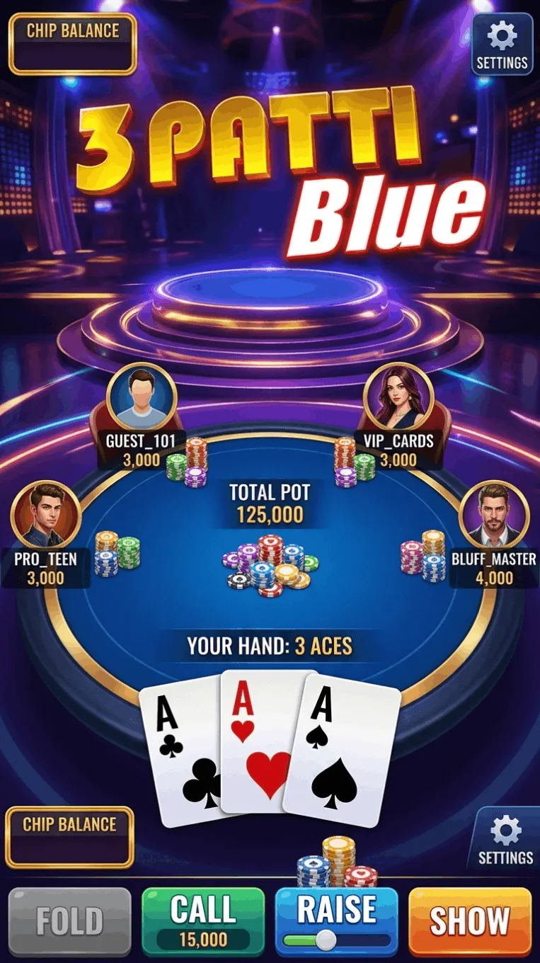 Download 3 Patti Blue APK - Gameplay Screenshot 1